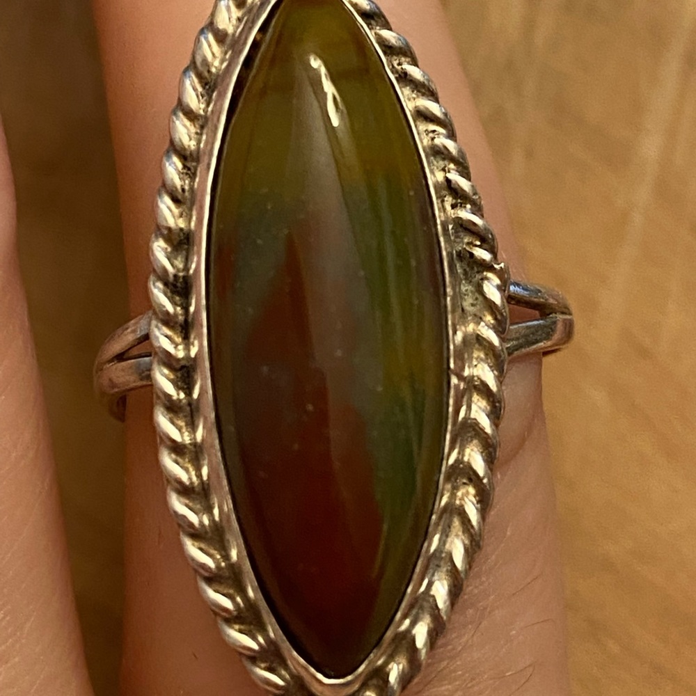 Beautiful Vintage Jasper Signed Sterling Silver Ring - Picture 2 of 7